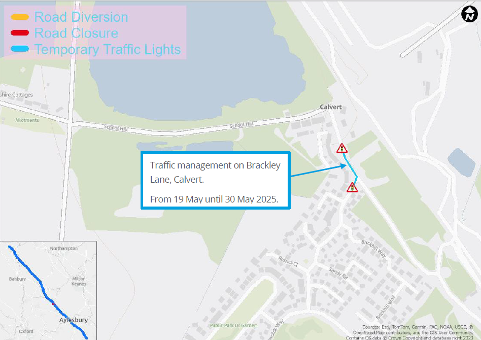 Photo of Notice of Traffic Management on Brackley Lane, Calvert Green